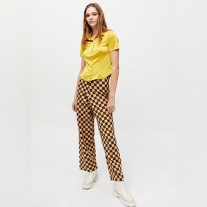 Daisy Street Checkered Knit Wide Leg Pants- from Urban Outfitters